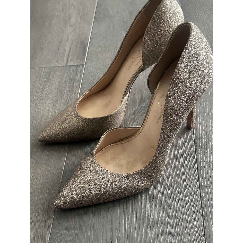 Jessica‎ Simpson Shoes Womens Size 10 Gold Glitter D'Orsay Pointed Toe Pumps